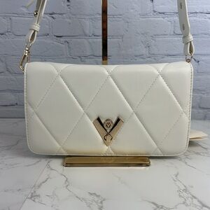 NWT: Valentino Orlandi Quilted Crossbody with "V" Hardware & Thick Strap
